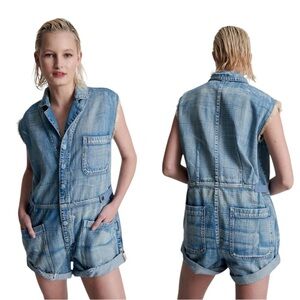 One Teaspoon WORN OUT HENDRIXE PALISADES OVERALL Sleeveless Denim Romper